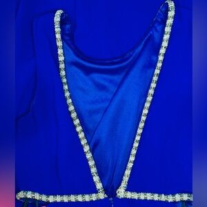 Beaded Prom Dress • Long Maxi Cutout Gown • Royal Blue Formal • Women Size Small